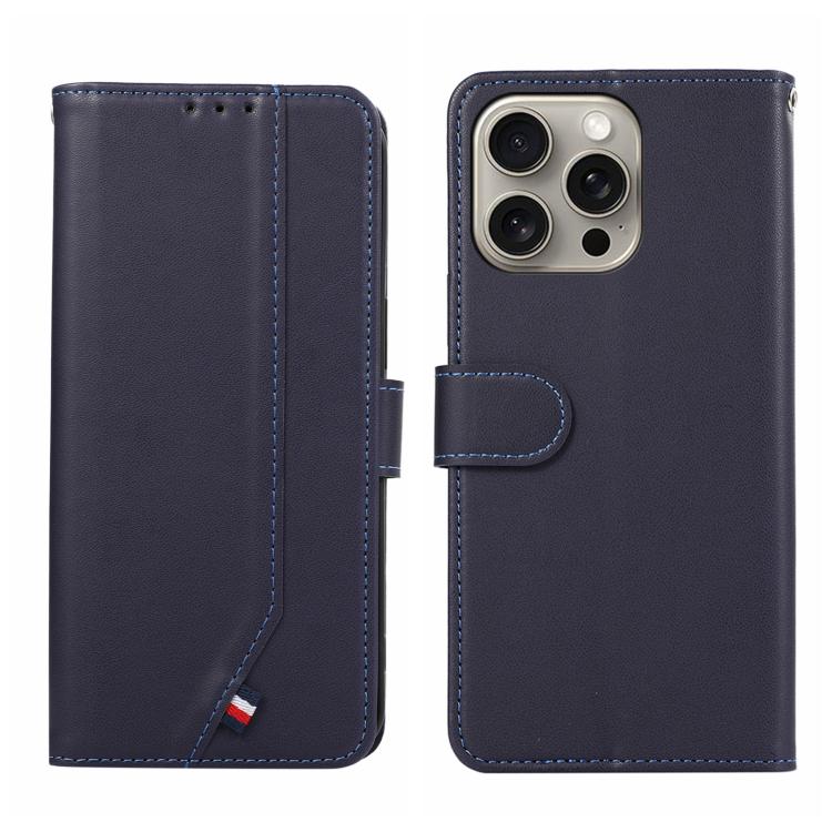 

For iPhone 15 Pro ABEEL Delicate Texture Splicing RFID Leather Phone Case(Blue)