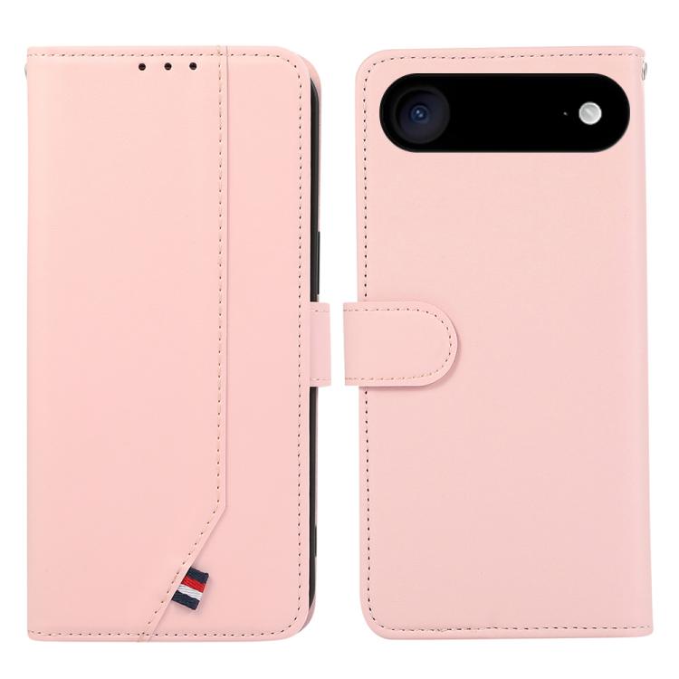 

For iPhone 17 Air ABEEL Delicate Texture Splicing RFID Leather Phone Case(Pink)
