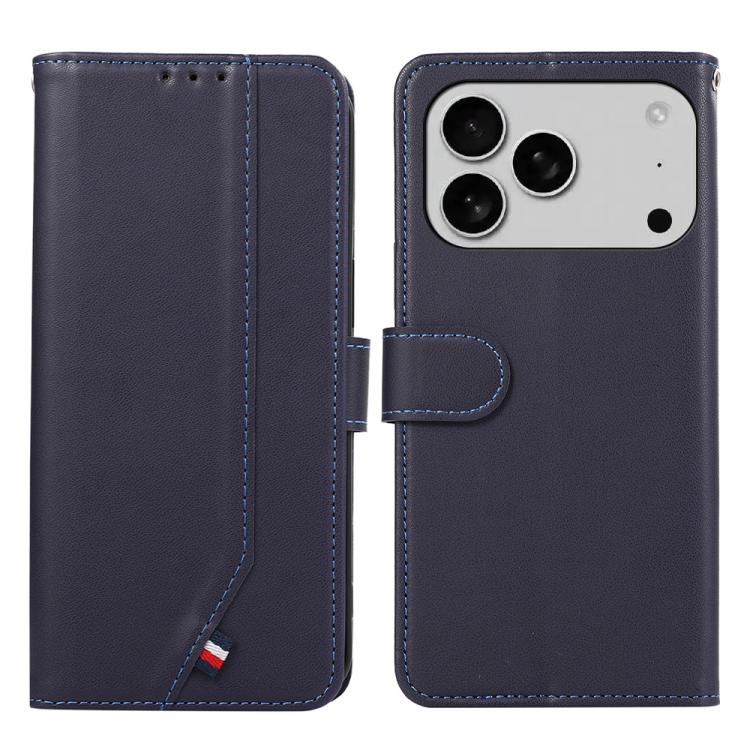 

For iPhone 17 Pro ABEEL Delicate Texture Splicing RFID Leather Phone Case(Blue)