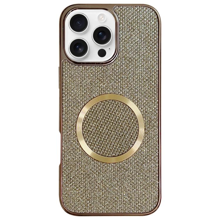

For iPhone 16 Pro Electroplating PC Glitter Grain MagSafe Phone Case(Gold)