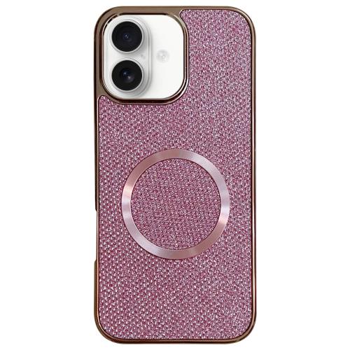 

For iPhone 16 Electroplating PC Glitter Grain MagSafe Phone Case(Pink)
