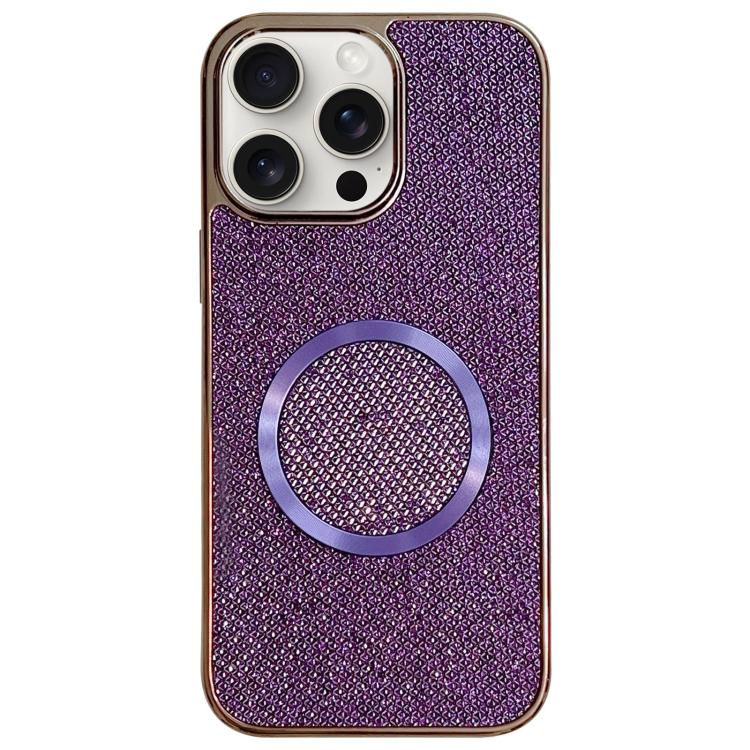 

For iPhone 14 Pro Max Electroplating PC Glitter Grain MagSafe Phone Case(Purple)