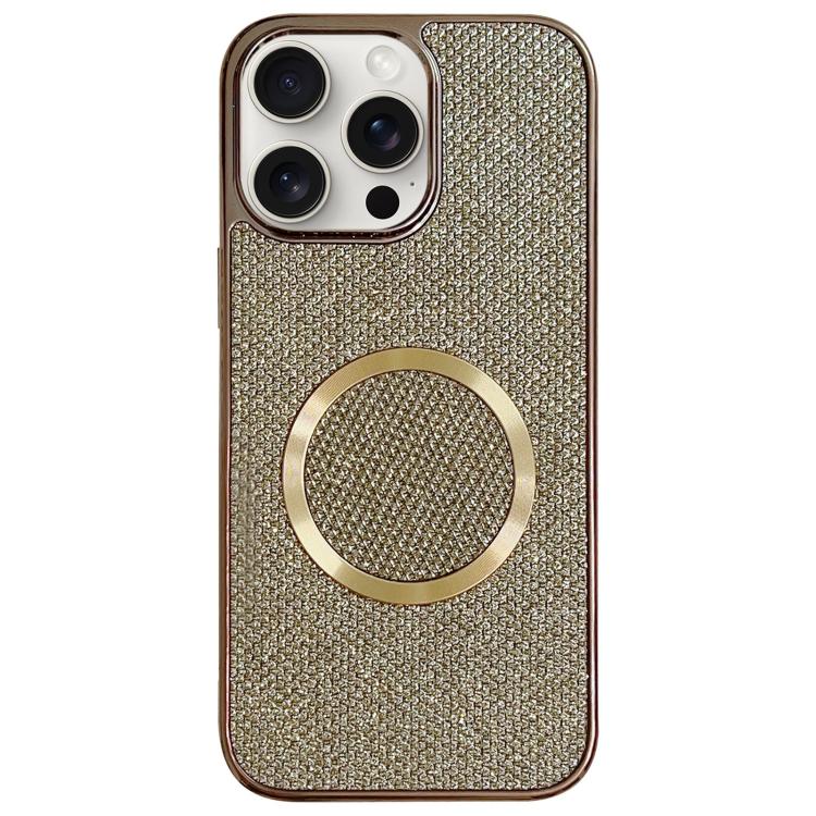

For iPhone 14 Pro Max Electroplating PC Glitter Grain MagSafe Phone Case(Gold)