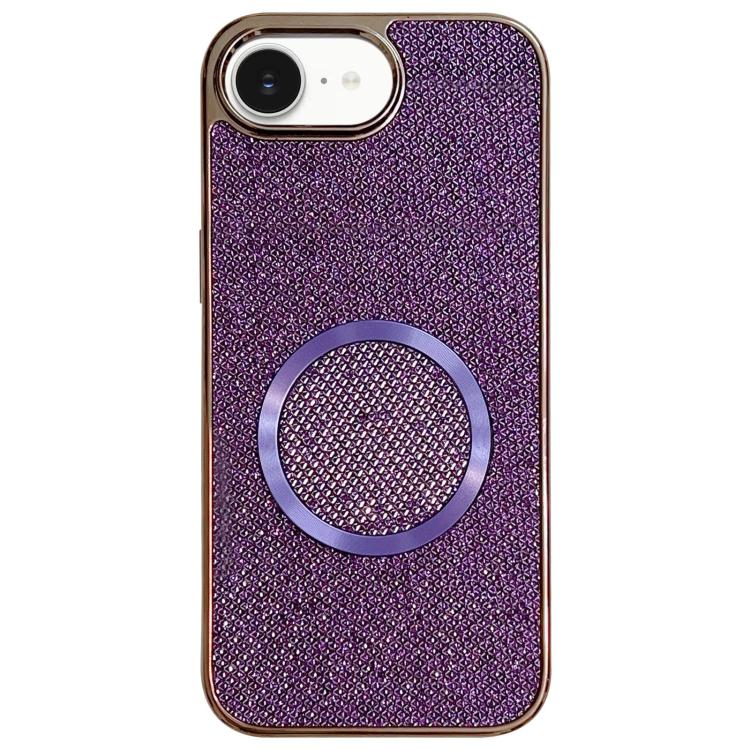 

For iPhone 16e Electroplating PC Glitter Grain MagSafe Phone Case(Purple)