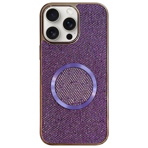 

For iPhone 13 Pro Max Electroplating PC Glitter Grain MagSafe Phone Case(Purple)