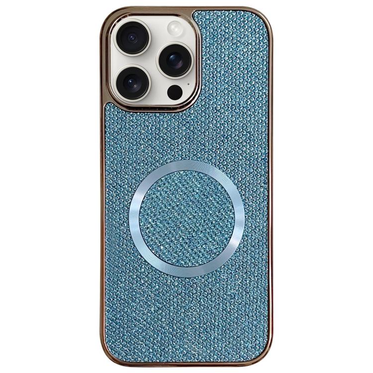

For iPhone 13 Pro Electroplating PC Glitter Grain MagSafe Phone Case(Blue)
