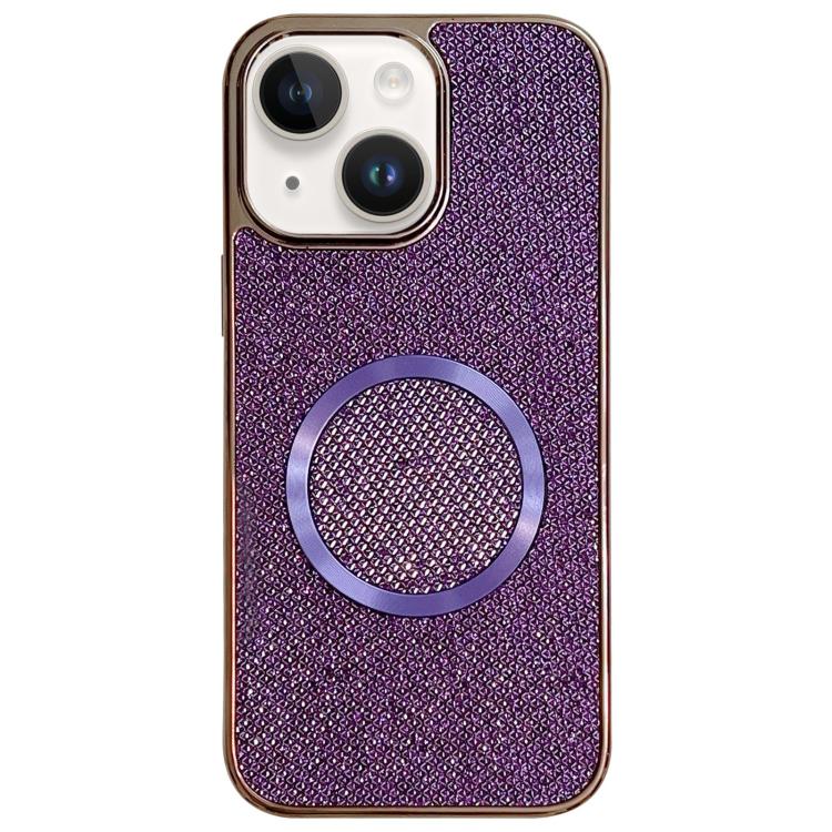 

For iPhone 13 Electroplating PC Glitter Grain MagSafe Phone Case(Purple)