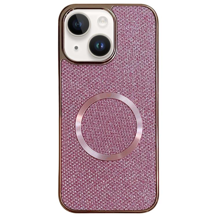 

For iPhone 13 Electroplating PC Glitter Grain MagSafe Phone Case(Pink)