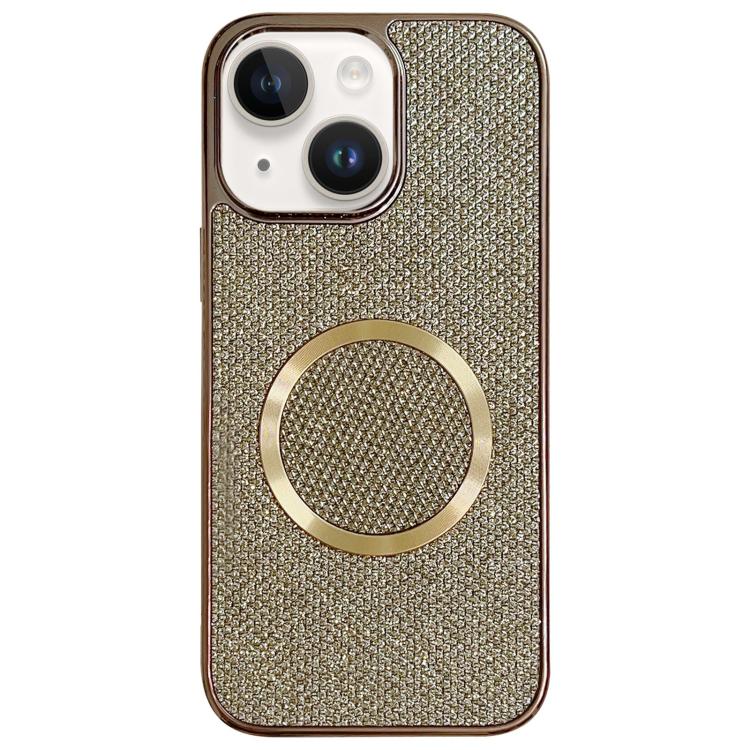 

For iPhone 13 Electroplating PC Glitter Grain MagSafe Phone Case(Gold)
