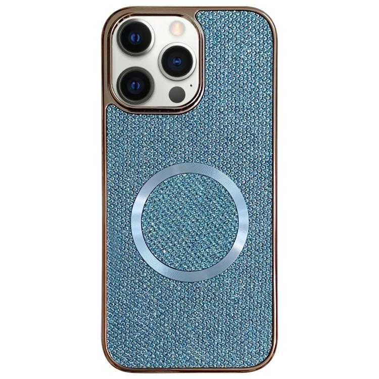 

For iPhone 12 Pro Electroplating PC Glitter Grain MagSafe Phone Case(Blue)