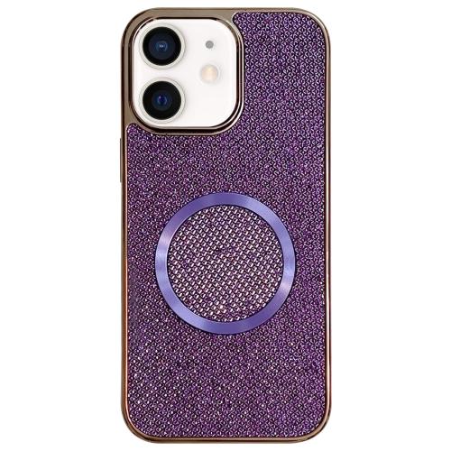 

For iPhone 12 Electroplating PC Glitter Grain MagSafe Phone Case(Purple)