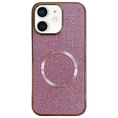 

For iPhone 11 Electroplating PC Glitter Grain MagSafe Phone Case(Pink)
