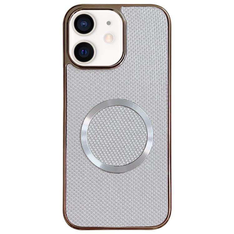 

For iPhone 11 Electroplating PC Glitter Grain MagSafe Phone Case(White)
