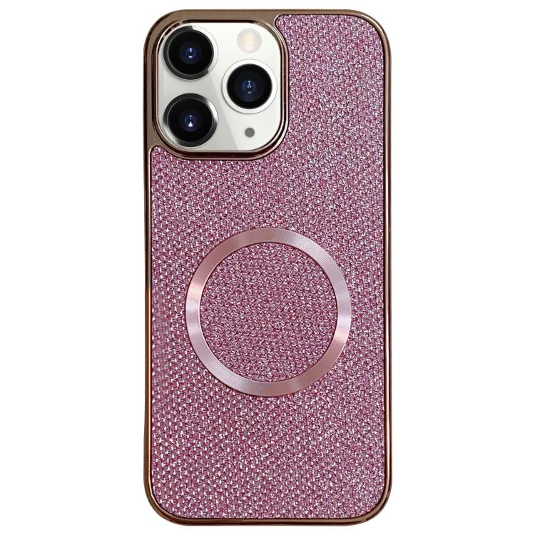 

For iPhone 11 Pro Electroplating PC Glitter Grain MagSafe Phone Case(Pink)