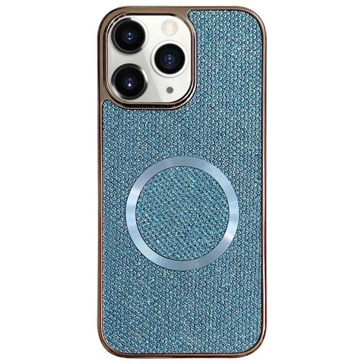 

For iPhone 11 Pro Electroplating PC Glitter Grain MagSafe Phone Case(Blue)
