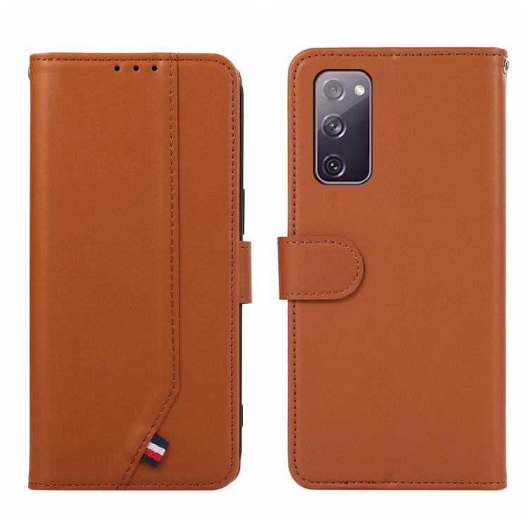 

For Samsung Galaxy S20 FE ABEEL Delicate Texture Splicing RFID Leather Phone Case(Brown)