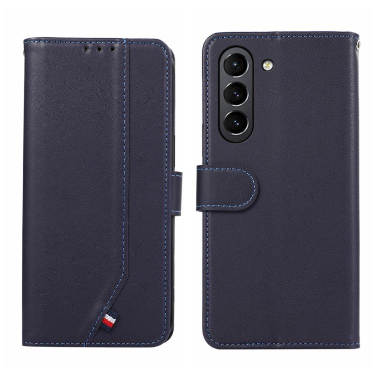 

For Samsung Galaxy S21 FE 5G ABEEL Delicate Texture Splicing RFID Leather Phone Case(Blue)