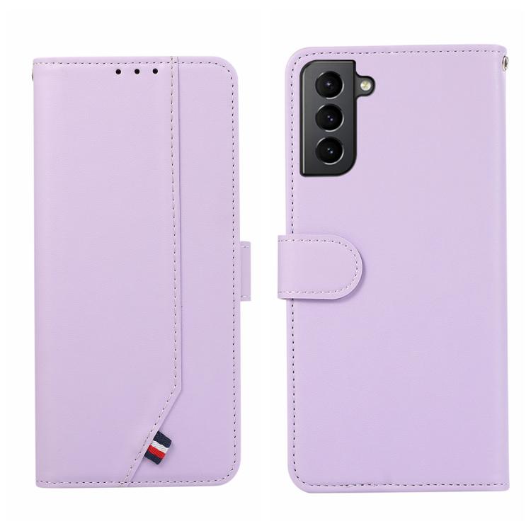 

For Samsung Galaxy S21 5G ABEEL Delicate Texture Splicing RFID Leather Phone Case(Purple)