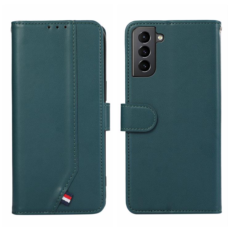

For Samsung Galaxy S21 5G ABEEL Delicate Texture Splicing RFID Leather Phone Case(Green)