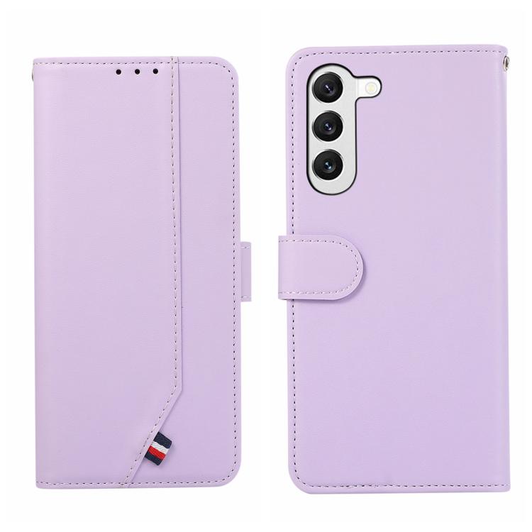 

For Samsung Galaxy S22+ 5G ABEEL Delicate Texture Splicing RFID Leather Phone Case(Purple)