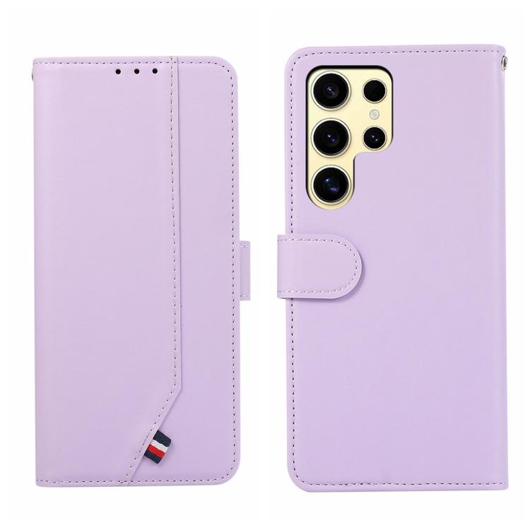 

For Samsung Galaxy S22 Ultra 5G ABEEL Delicate Texture Splicing RFID Leather Phone Case(Purple)