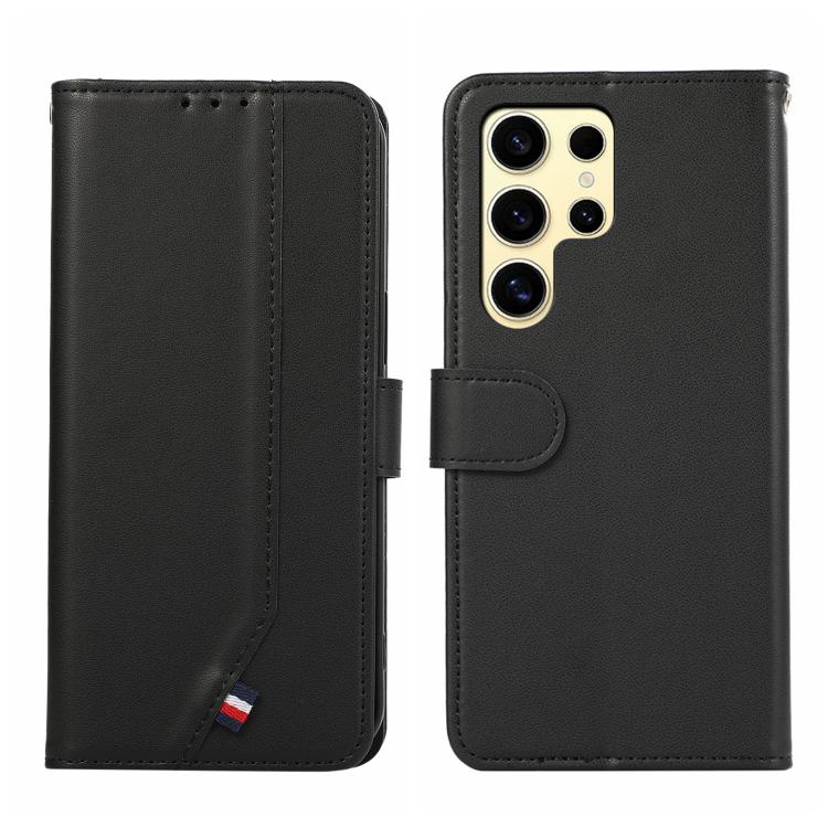 

For Samsung Galaxy S24 Ultra 5G ABEEL Delicate Texture Splicing RFID Leather Phone Case(Black)