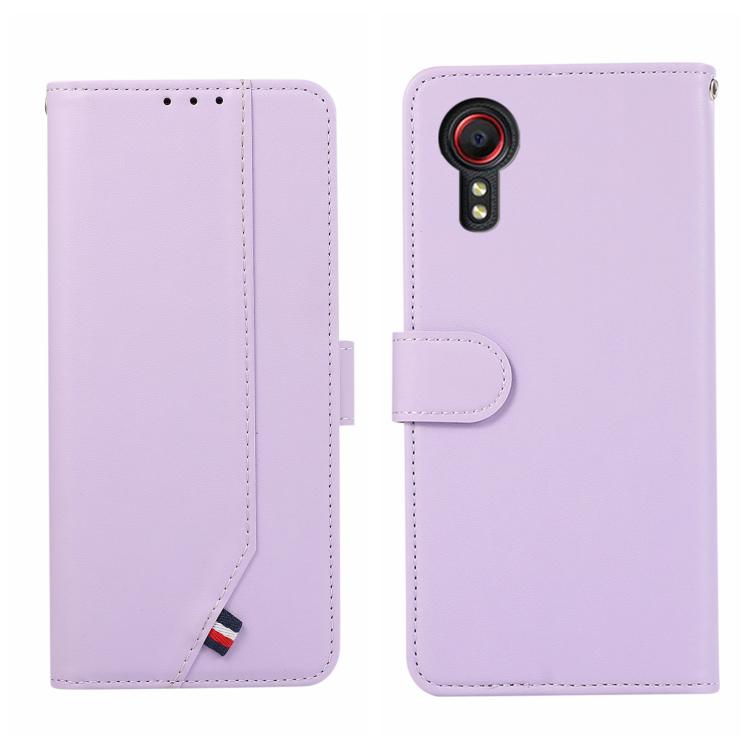 

For Samsung Galaxy XCover 5 ABEEL Delicate Texture Splicing RFID Leather Phone Case(Purple)