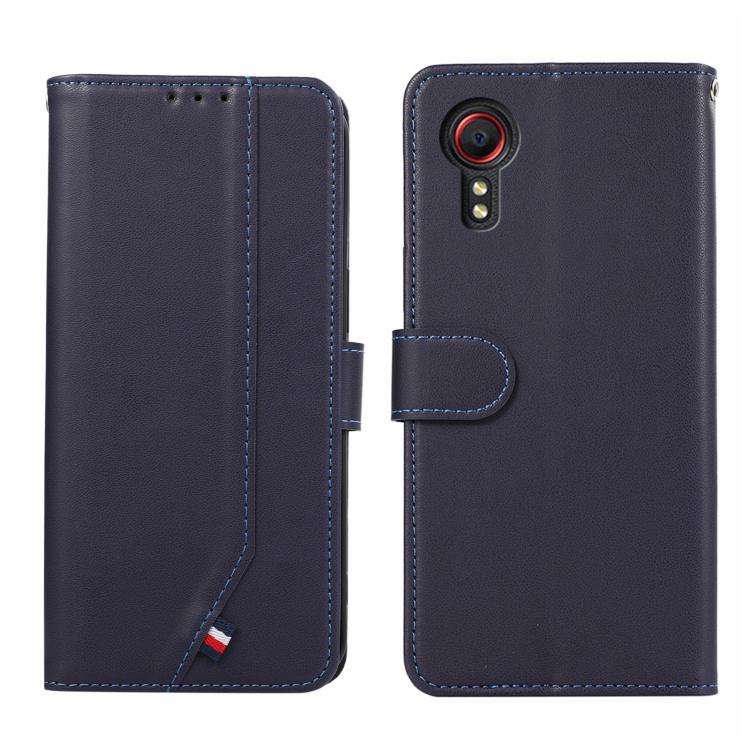 

For Samsung Galaxy XCover 5 ABEEL Delicate Texture Splicing RFID Leather Phone Case(Blue)