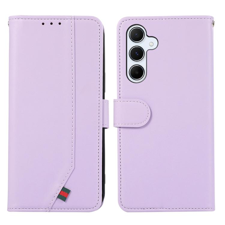 

For Samsung Galaxy S25 FE 5G ABEEL Delicate Texture Splicing RFID Leather Phone Case(Purple)