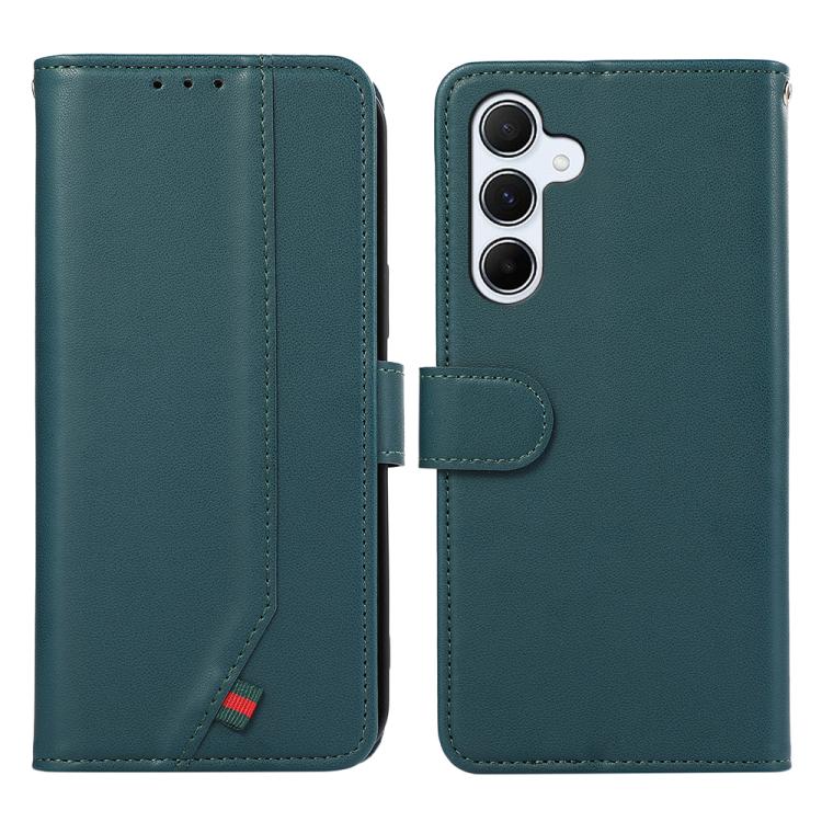 

For Samsung Galaxy S25 FE 5G ABEEL Delicate Texture Splicing RFID Leather Phone Case(Green)