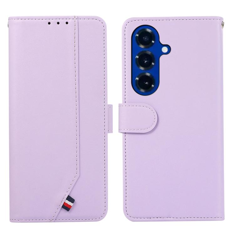 

For Samsung Galaxy S26 Pro 5G ABEEL Delicate Texture Splicing RFID Leather Phone Case(Purple)