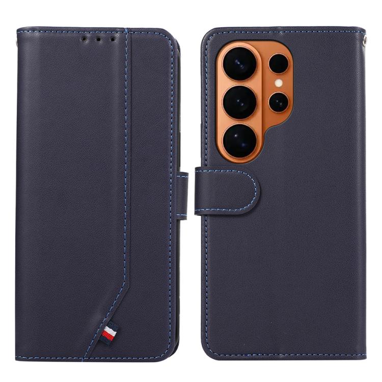 

For Samsung Galaxy S26 Ultra 5G ABEEL Delicate Texture Splicing RFID Leather Phone Case(Blue)