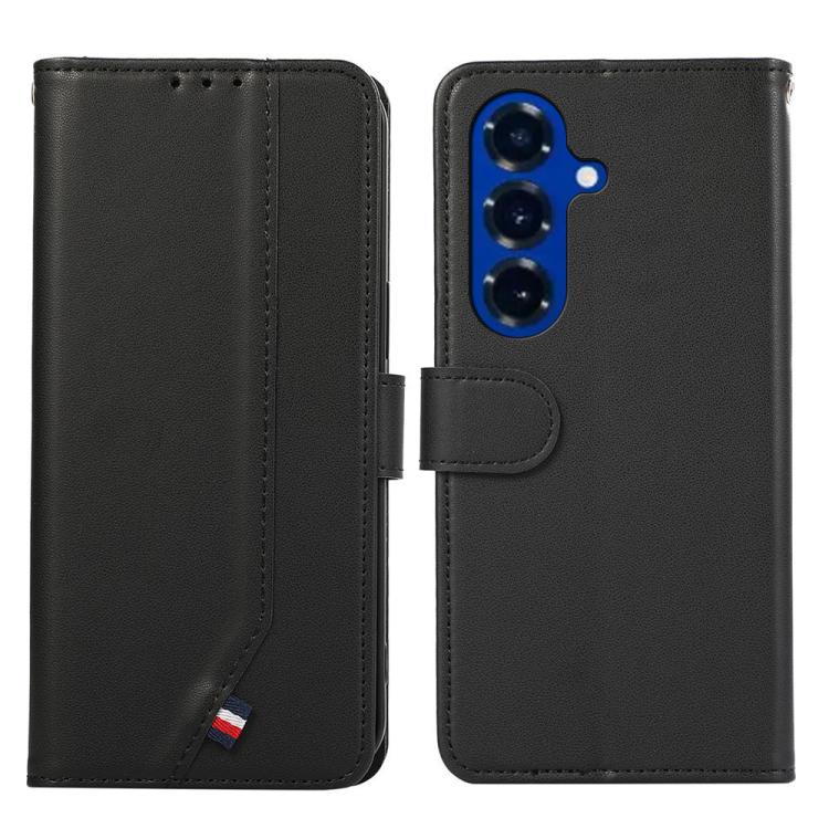 For Galaxy S26 FE 5G ABEEL Delicate Texture Splicing RFID Leather Phone Case(Black)