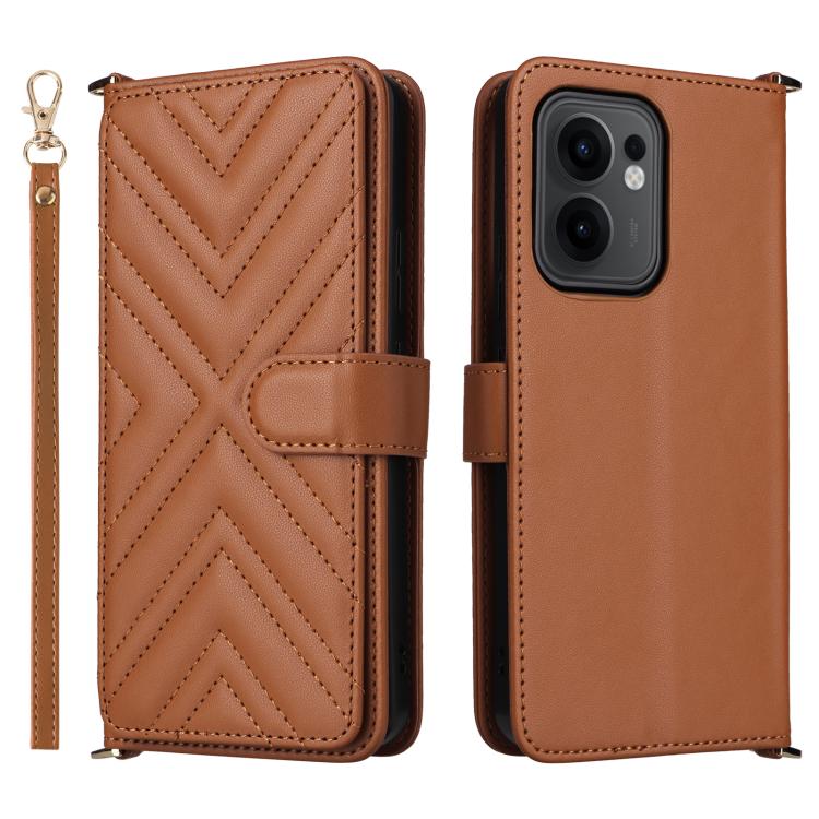 

For OPPO Reno13 F 4G / 5G Multifunctional 6-Card Slots Leather Phone Case with Wrist Strap(Brown)