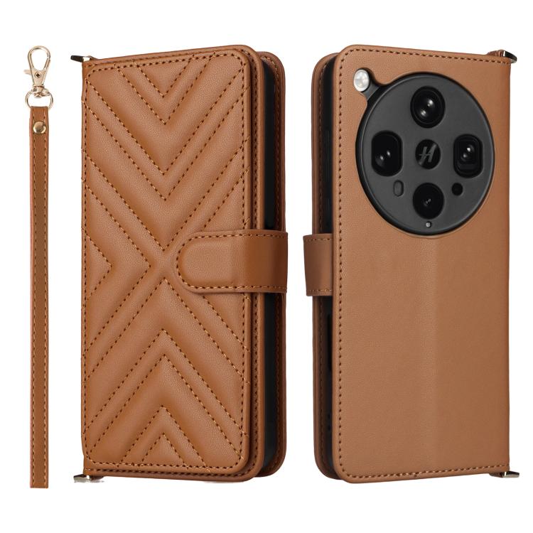 

For OPPO Find X8 Ultra Multifunctional 6-Card Slots Leather Phone Case with Wrist Strap(Brown)