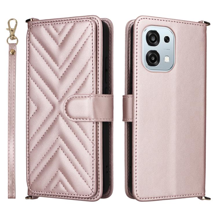 

For OPPO A6 Pro 4G / 5G Global / F31 5G Multifunctional 6-Card Slots Leather Phone Case with Wrist Strap(Pink)