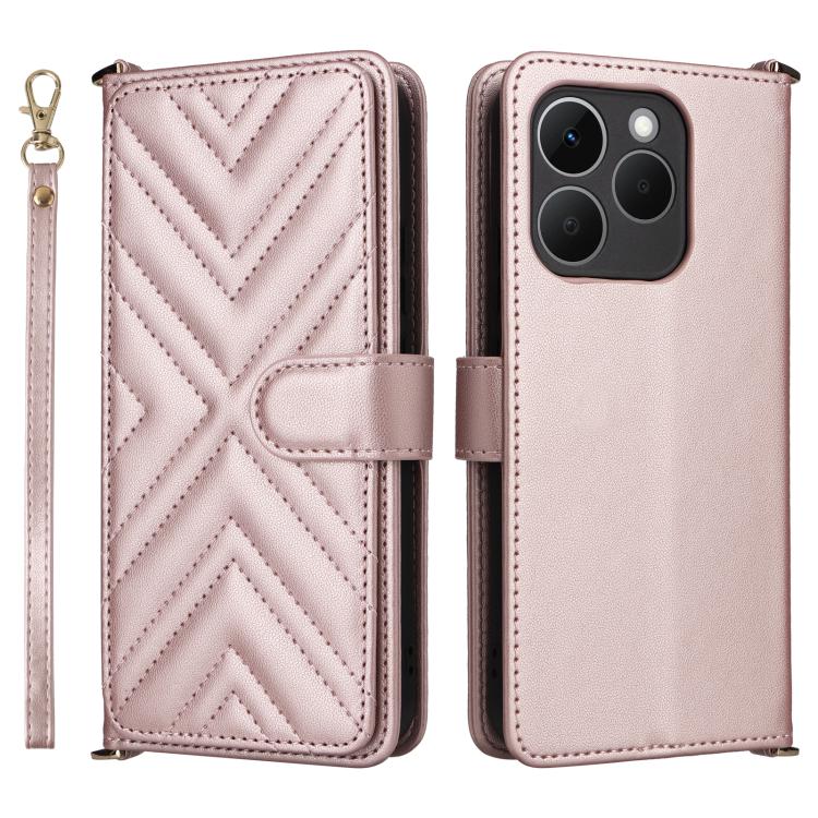 

For Realme 15T 5G Multifunctional 6-Card Slots Leather Phone Case with Wrist Strap(Pink)