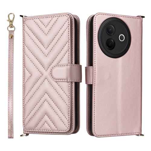 

For vivo Y39 5G / Y300i 5G Multifunctional 6-Card Slots Leather Phone Case with Wrist Strap(Pink)