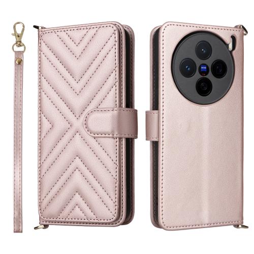 

For vivo X200s 5G Multifunctional 6-Card Slots Leather Phone Case with Wrist Strap(Pink)