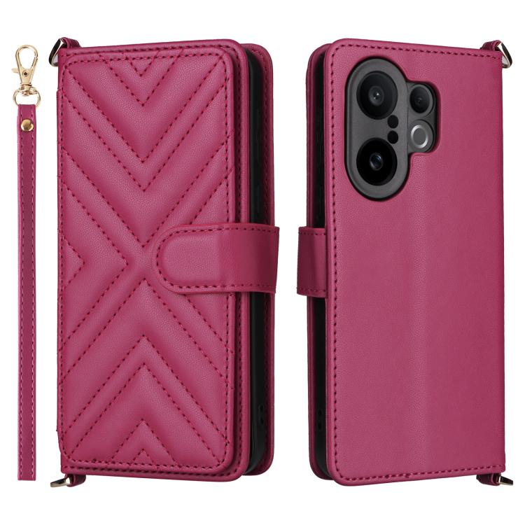

For vivo X200 FE / S30 Pro mini 5G Multifunctional 6-Card Slots Leather Phone Case with Wrist Strap(Rose Red)