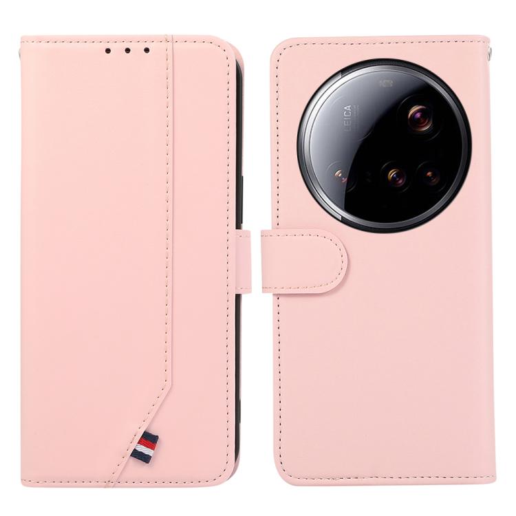 

For Xiaomi 15 Ultra ABEEL Delicate Texture Splicing RFID Leather Phone Case(Pink)