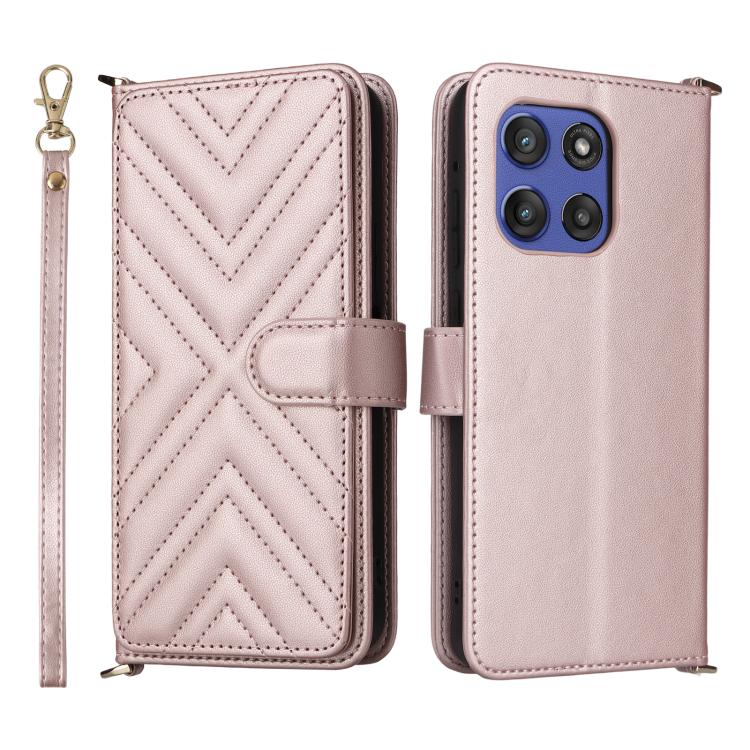 

For Motorola Edge 60 Stylus Multifunctional 6-Card Slots Leather Phone Case with Wrist Strap(Pink)