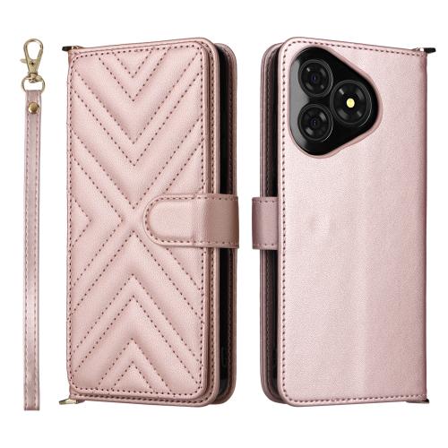 

For Ulefone Note 19 Multifunctional 6-Card Slots Leather Phone Case with Wrist Strap(Pink)