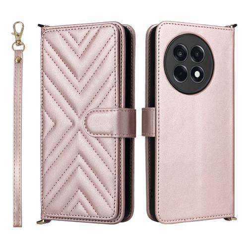 

For OnePlus Ace 5 / Ace 5 Pro 5G / 13R 5G Multifunctional 6-Card Slots Leather Phone Case with Wrist Strap(Pink)