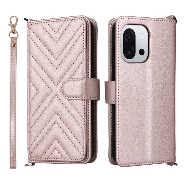 

For OnePlus 13T 5G Multifunctional 6-Card Slots Leather Phone Case with Wrist Strap(Pink)