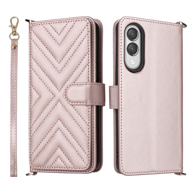 

For Samsung Galaxy S25 Edge 5G Multifunctional 6-Card Slots Leather Phone Case with Wrist Strap(Pink)