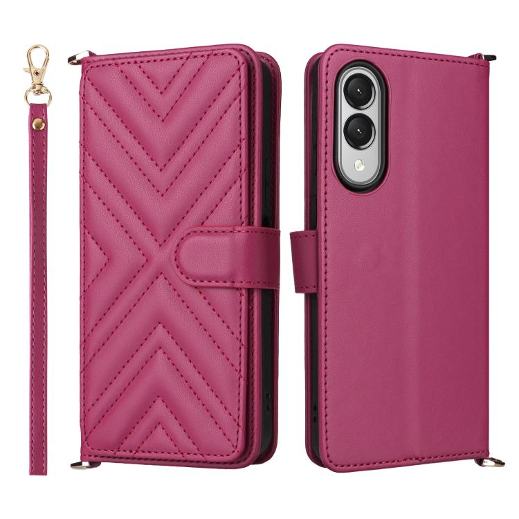 

For Samsung Galaxy S25 Edge 5G Multifunctional 6-Card Slots Leather Phone Case with Wrist Strap(Rose Red)