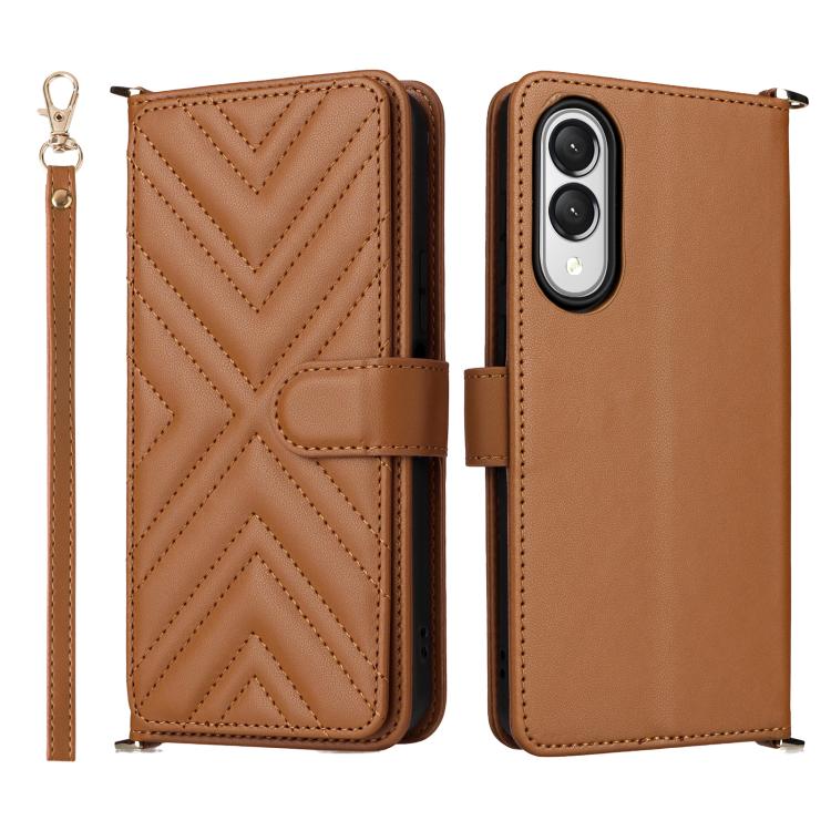 

For Samsung Galaxy S25 Edge 5G Multifunctional 6-Card Slots Leather Phone Case with Wrist Strap(Brown)