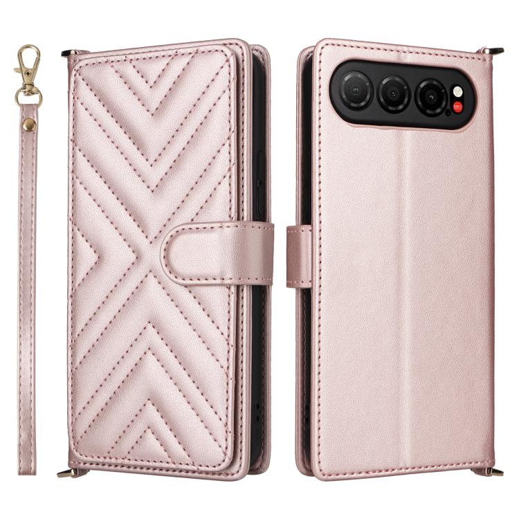 

For ZTE nubia Air Multifunctional 6-Card Slots Leather Phone Case with Wrist Strap(Pink)