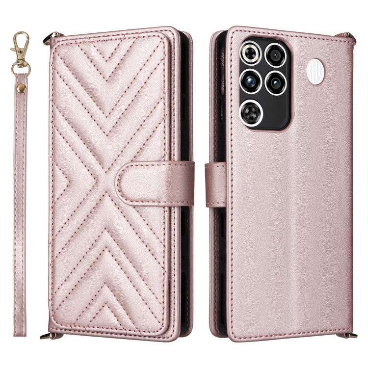 

For ZTE nubia RedMagic 11 Pro / 11 Pro+ Multifunctional 6-Card Slots Leather Phone Case with Wrist Strap(Pink)